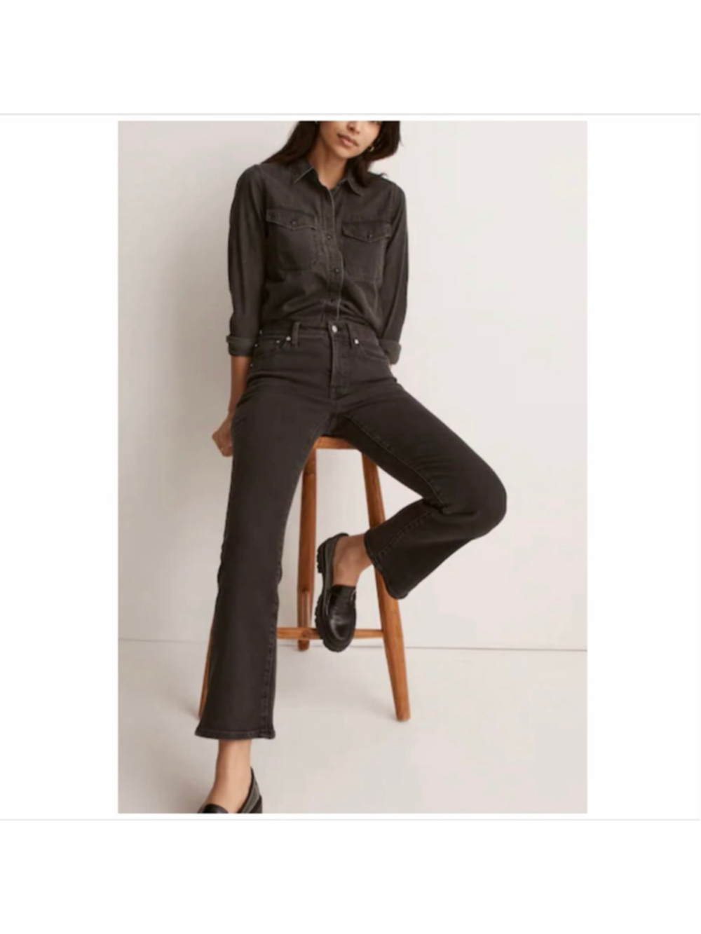 Madewell Mid-Rise Kick Out Jeans Size 33 Black